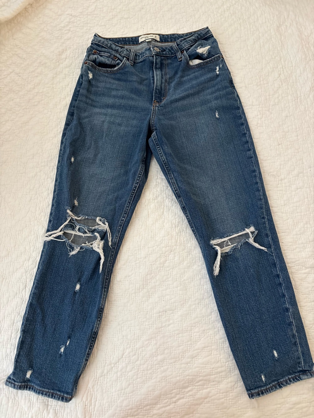 Abercrombie & Fitch Curve Love Distressed Skinny Jeans Blue Size 28 6R